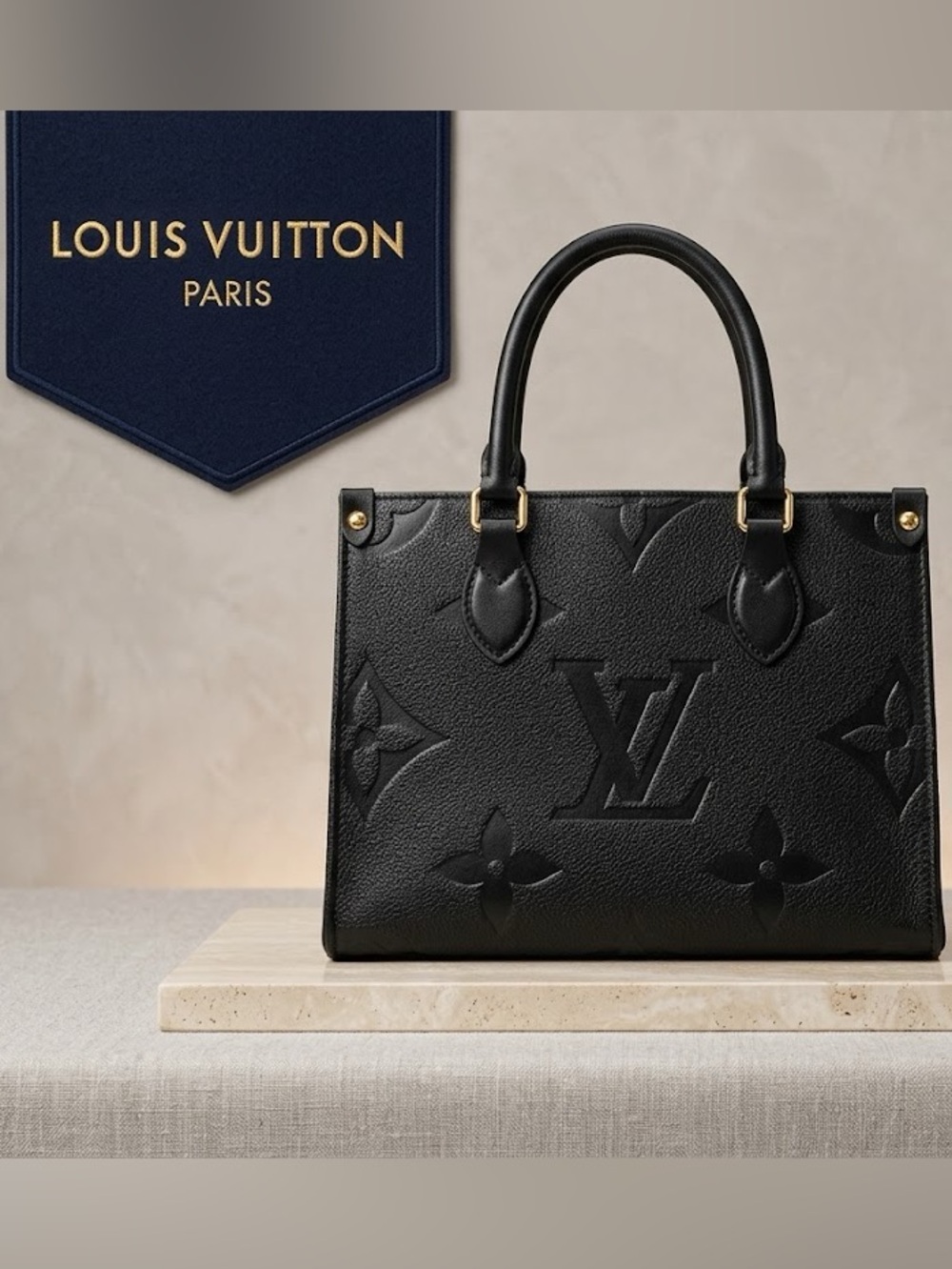 LV Monogram Empreinte On the Go Black Tote Bag